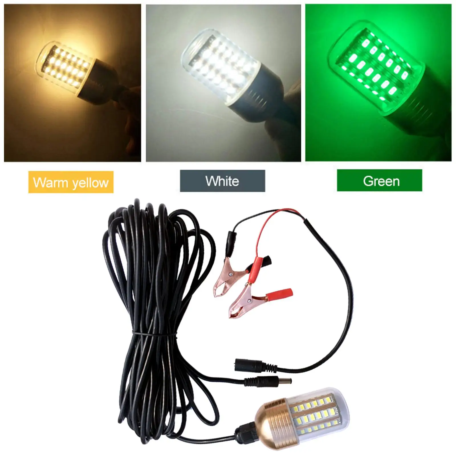 12V 30W 60 LEDs Submersible Fishing Light Lure Lamp Underwater Fishing Light Attract Fishes