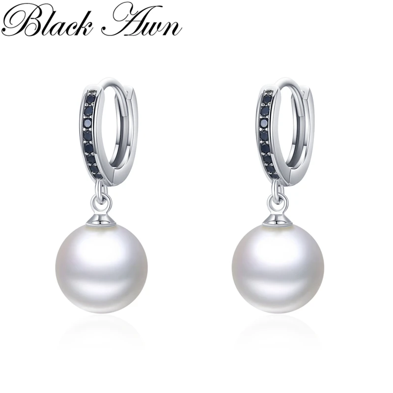 

2023 New Round pearl Hoop Earrings For Women Classic Silver Color Trendy Spinel Engagement Fashion Jewelry