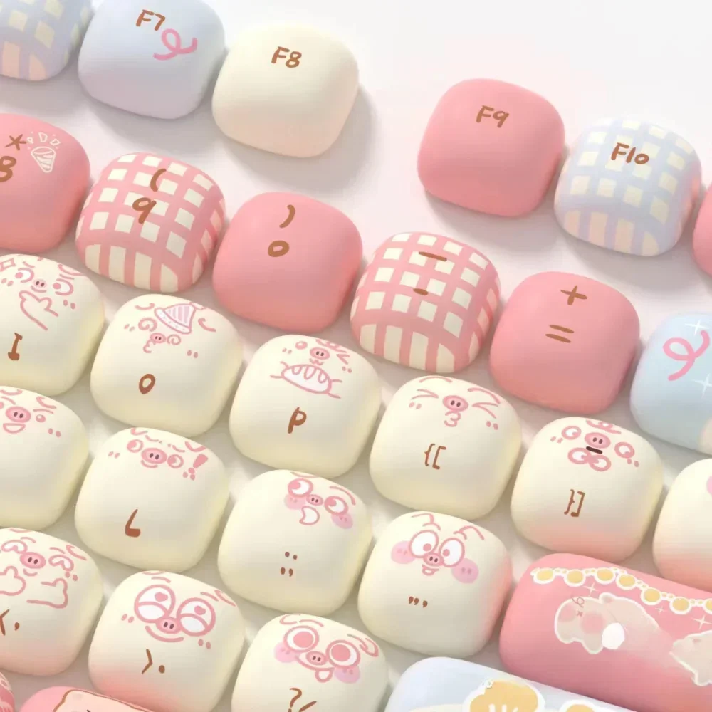 

Pig Party Theme Keycaps 139keys Custom Pink Cute Anime Keycaps Mantou Kawaii MOG/MAO Key Caps Mechanical Keyboard Game Girl Gift