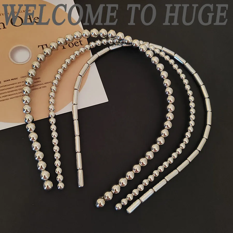

3pc Fashion Vintage Advanced Silver Color Pearl Hairband for Women Girls Elegant Korean Hair Hoops Headband Accessories