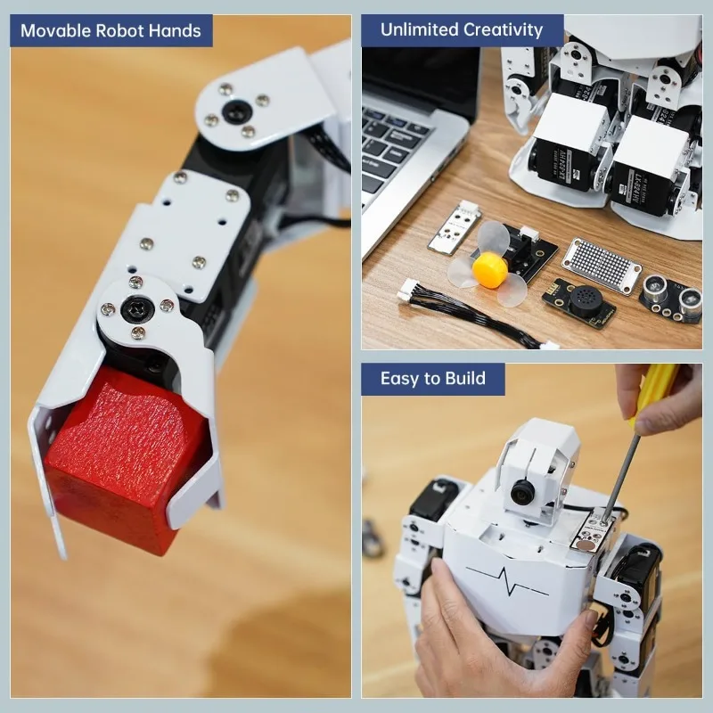 AI อัจฉริยะ Visual Humanoid หุ่นยนต์ขับเคลื่อนโดย Raspberry Pi 5 8GB,ชุดหุ่นยนต์ DIY สําหรับวัยรุ่นและผู้ใหญ่รองรับ App,Pyt