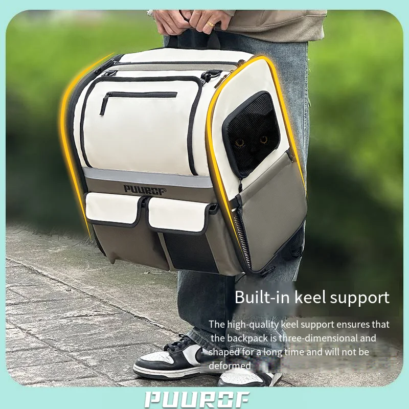 PUUROF Pet luggage Large capacity cat bag backpack Large backpack portable Spring Festival special car bag windproof