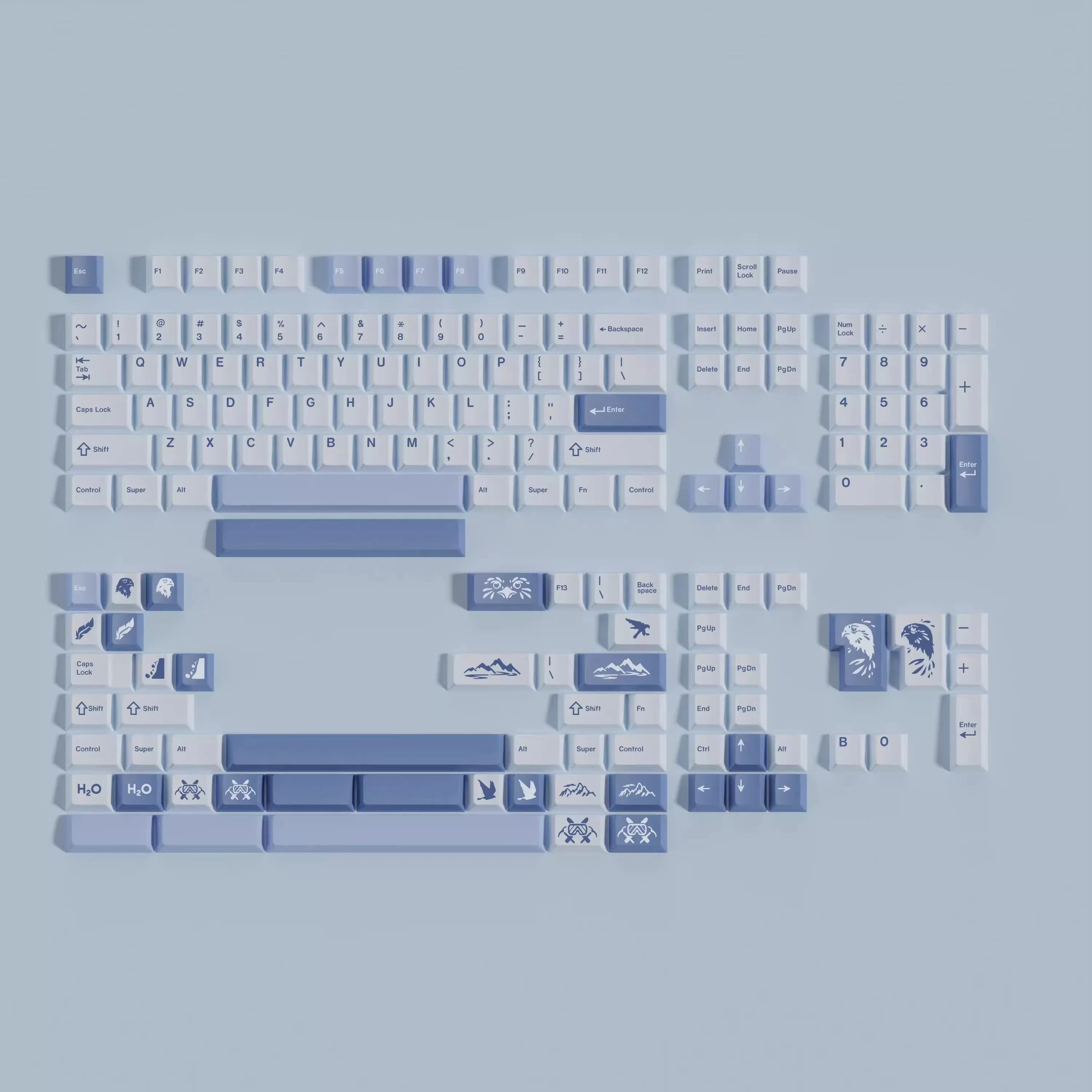 PBT Silent Plateau Keycaps Cherry Profile Dye Sublimation Keycap For MX Mechanical Keyboard Accessories Split spacebar