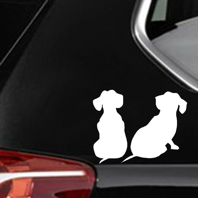 PersonalityCar Sticker, A Pair of Puppies, Cute and Fun, Waterproof and Sunscreen,  PVC  Block Scratches, Customizable Size