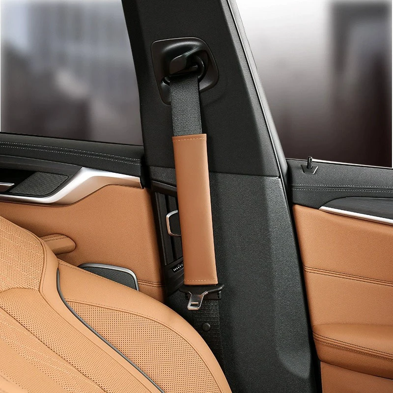 

1Pc Soft Leather Seatbelt Covers, Luxury Padded Shoulder Protector for Long Drive Comfort, Universal Car Accessories