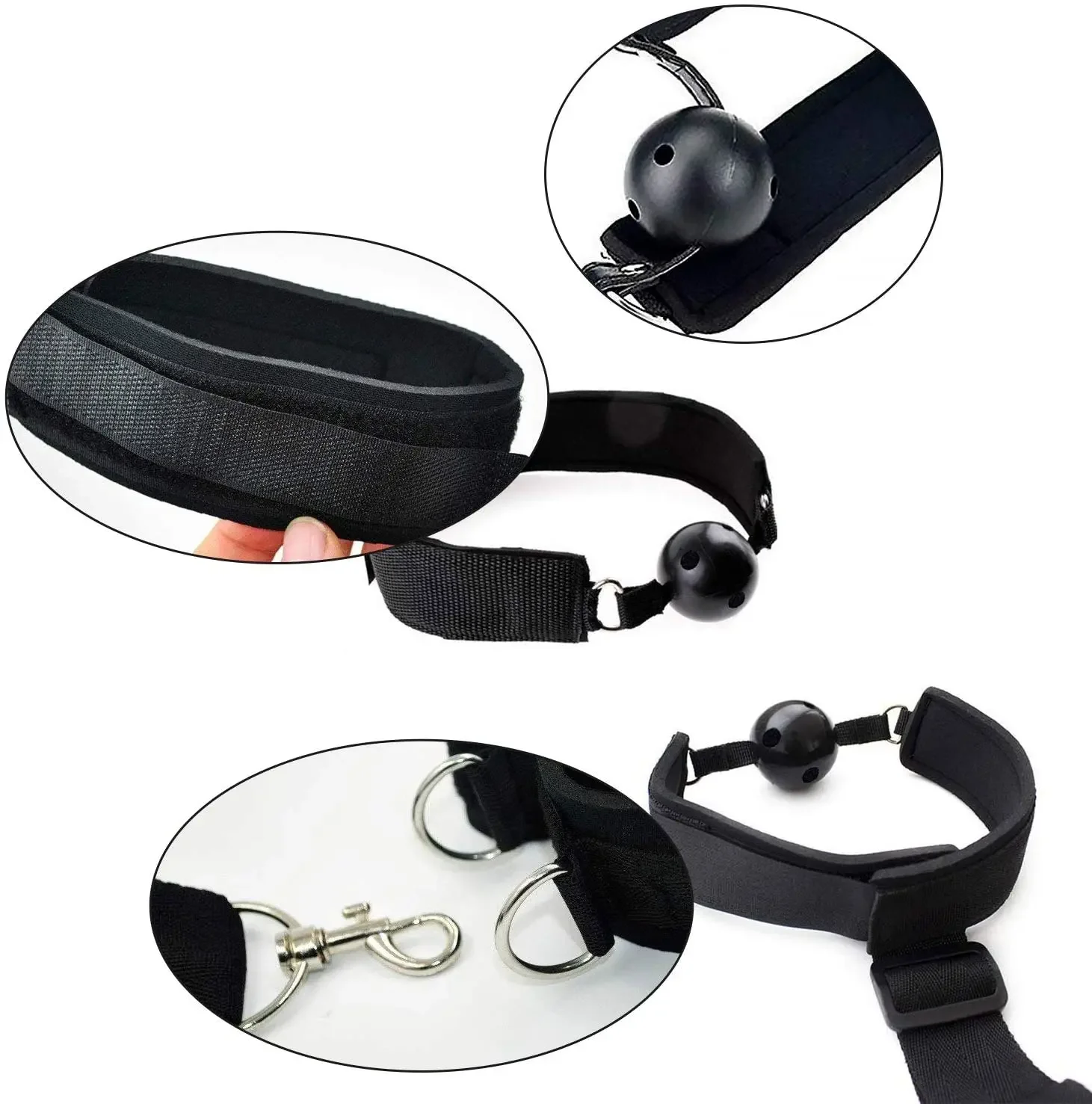 طوق الرقبة أصفاد المعصم الفم الكمامة المكونات BDSM عبودية مجموعة ألعاب مثيرة للمرأة الأزواج منتجات جنسية الكبار المثيرة ضبط النفس