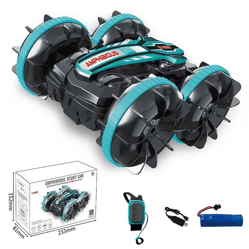

New LED Amphibious RC car Dual remote control waterproof stunt car double side flip drift drive 360 ° rotation rc cars Kids toy
