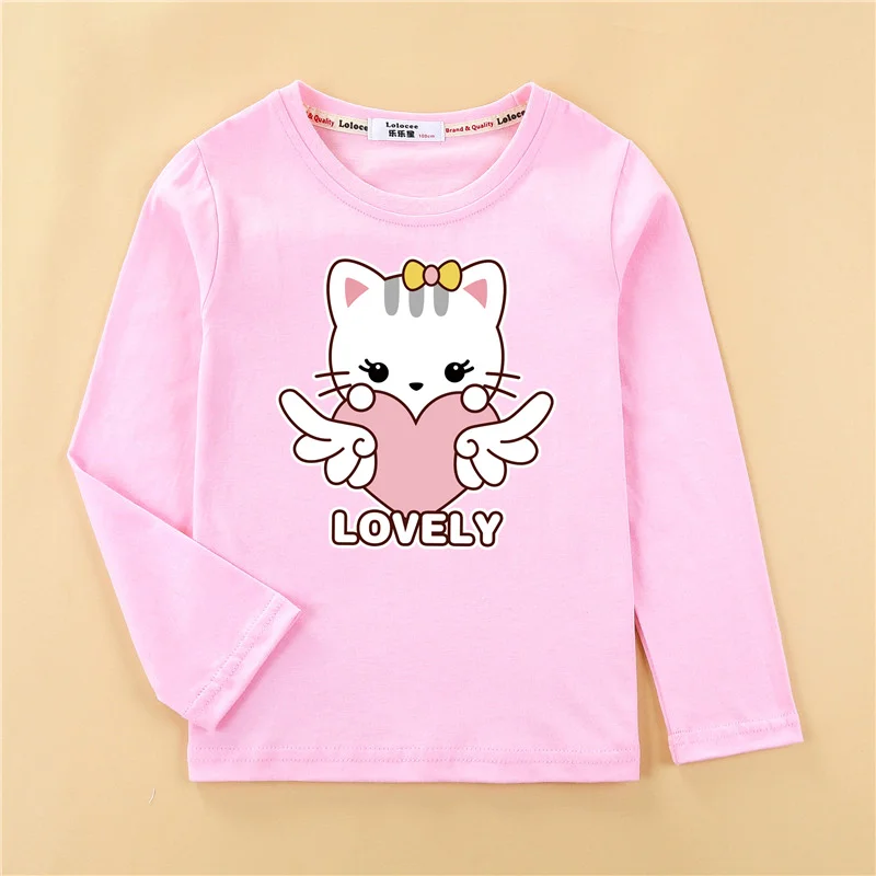 

Aimi Lakana Long Sleeve Tees Wear Newborn Girls Cotton T-shirt Lovely Cat Kitty Tops Kids Spring Autumn Dress