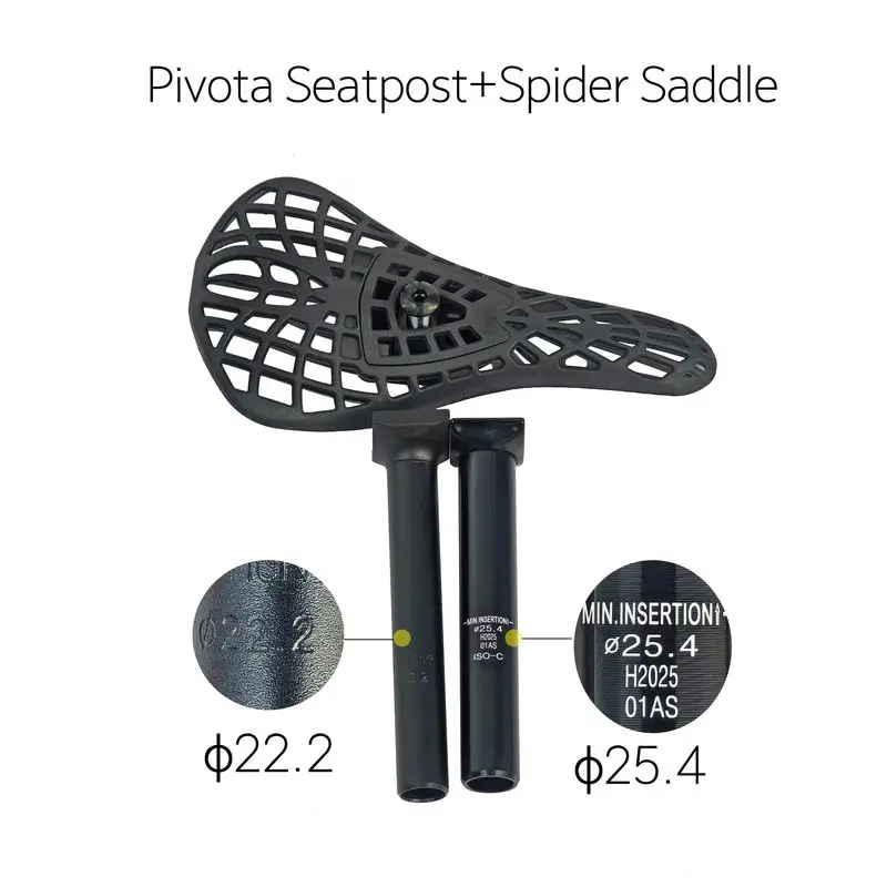 Ridgeloop Aluminum Alloy Seatpost Pivotal Angle Adjustable with Spider Saddle 22.2mm 25.4mm Bike Accessory
