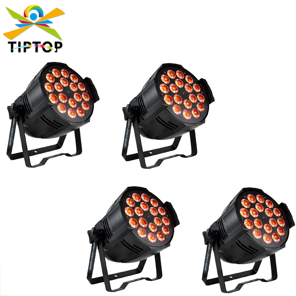 

TIPTOP 4 Pack 18x15W RGBWA 5IN1 Color Noise Free Led Par Light DMX Control Stage Light DJ Equipment Disco Lighting for Party