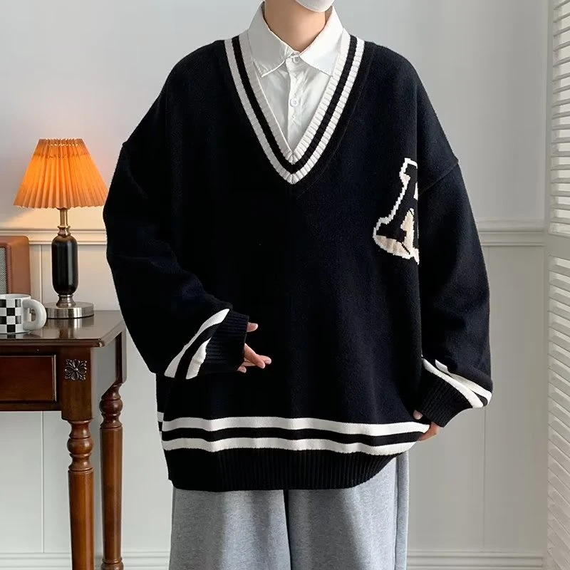 Jersey de gran tamaño para hombre y mujer, suéter negro para estudiantes universitarios, Japón, Corea, Escuela DK JK, uniforme, Unisex, primavera y otoño