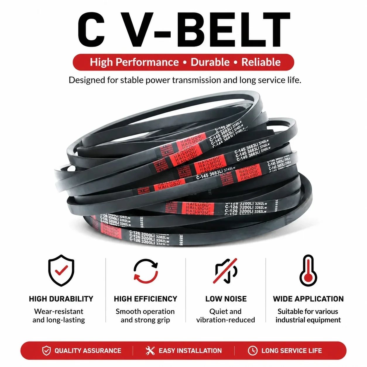 C2650-C3500 C Type Rubber V-Belt Heavy Duty Durable Industrial Agricultural Drive Belt C Section Wrapped Power Transmission Belt