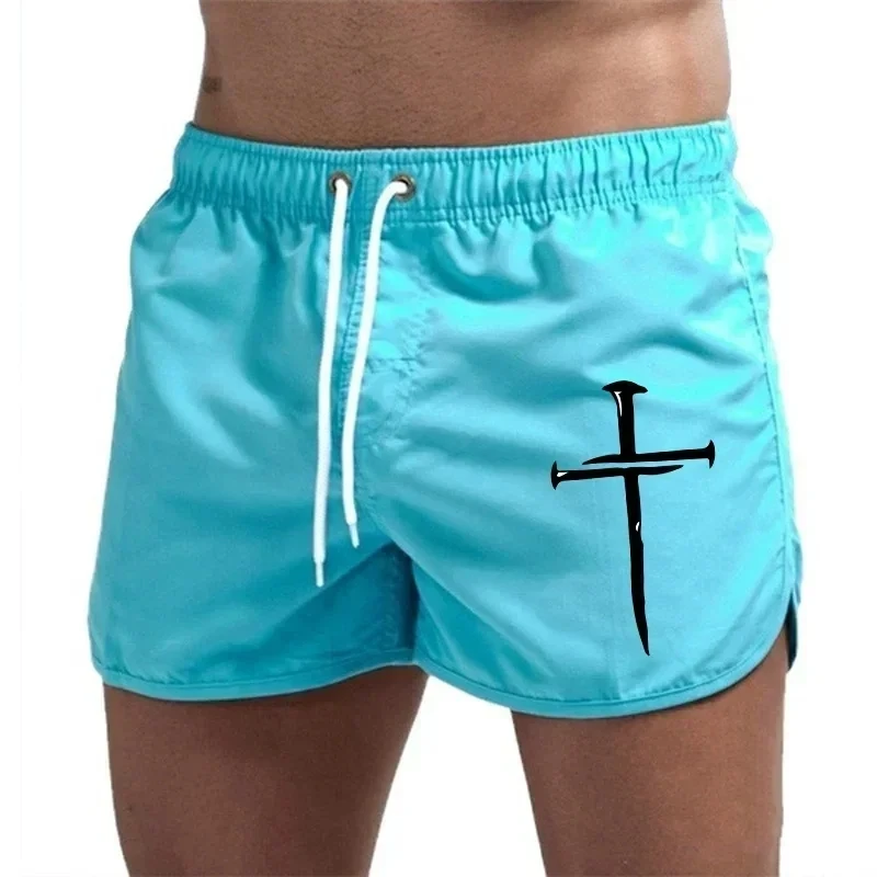 

2025 Summer Men's Beach Shorts Outdoor Fitness Jogging Breathable Casual Pants Quick Dry Swimming Surfing Seaside Shorts