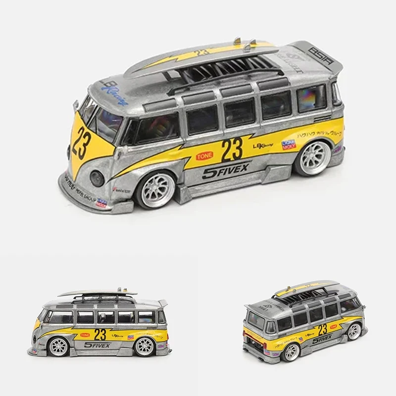 

LMLF In Stock 1:64 Kombi T1 Yellow Flash 23# Raw Silver Chase Diecast Diorama Car Model Collection Miniature Toys