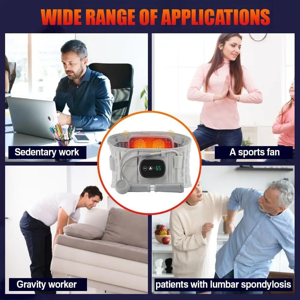 

Adjustable 3 in 1 Back Belt Ergonomic 360° Adaptive Design Heating and Massage Heating Waist Massager Belt