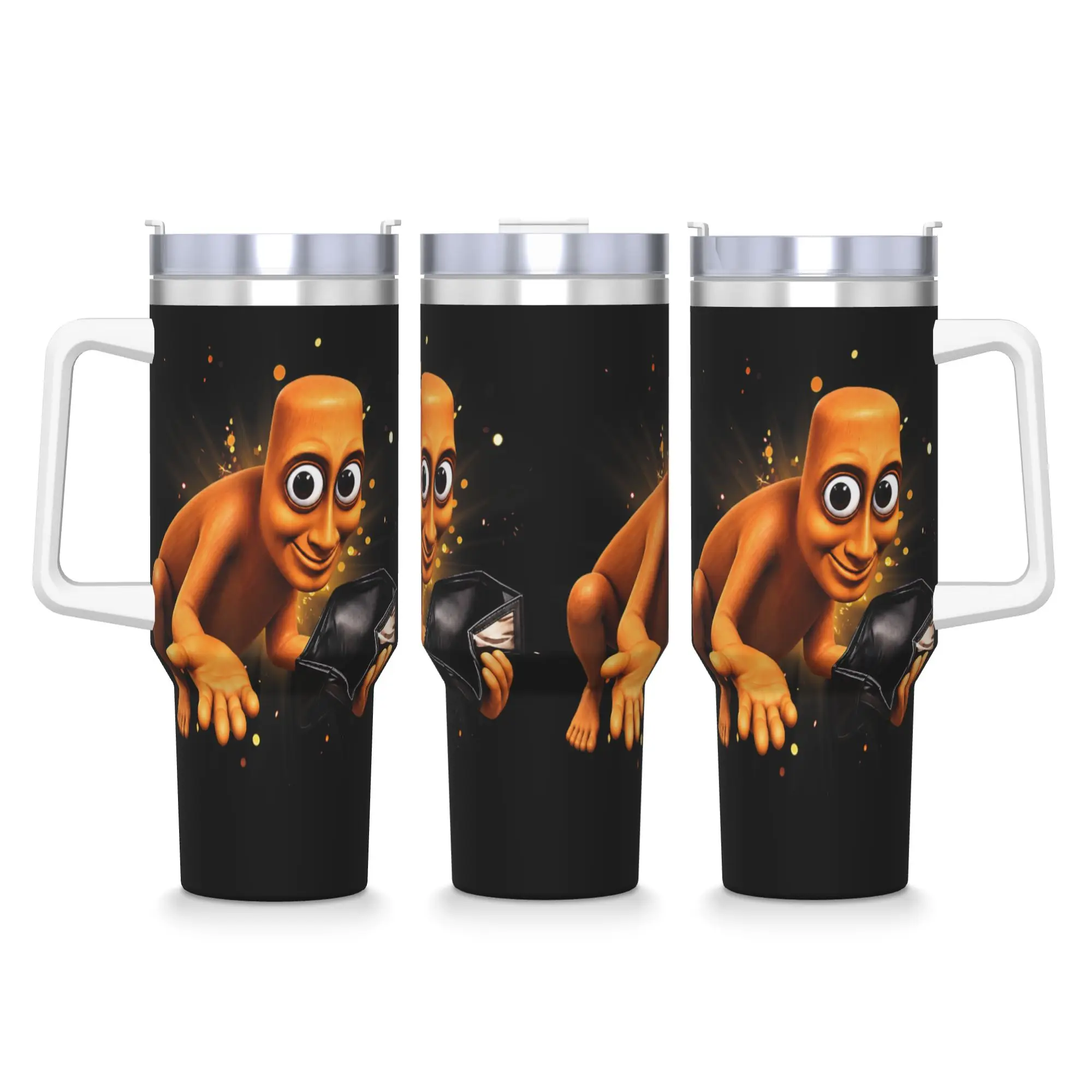 Funny Tung Tung Sahur Empty Wallet Brainrot Meme Stainless Steel Tumbler  Travel Thermal Cups With Straws Large Mugs Cup