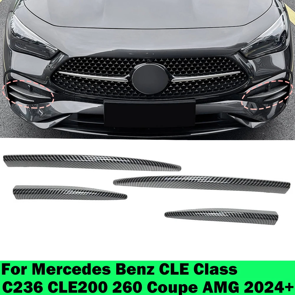 

For Mercedes Benz CLE Class C236 CLE200 260 Coupe AMG 2024+ Front Fog Light Grille Strips Trim Air Vent Wind Blade Tuning Part