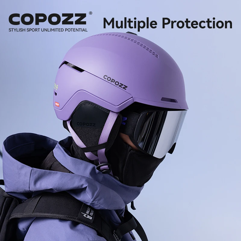 Copozz capacete de esqui de inverno, peça única, adulto, universal, neve, patinação, esqui, snowboard, esportes ao ar livre, capacetes com refletor recco
