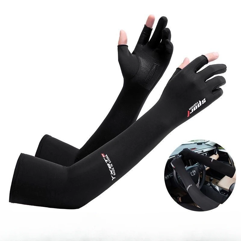 UV Solar Arm Sleeves Men Cycling Gloves Hand Long Sleeves Driving Arm Cover Summer Woman Cool Muff Sun Protection Motorcyclist