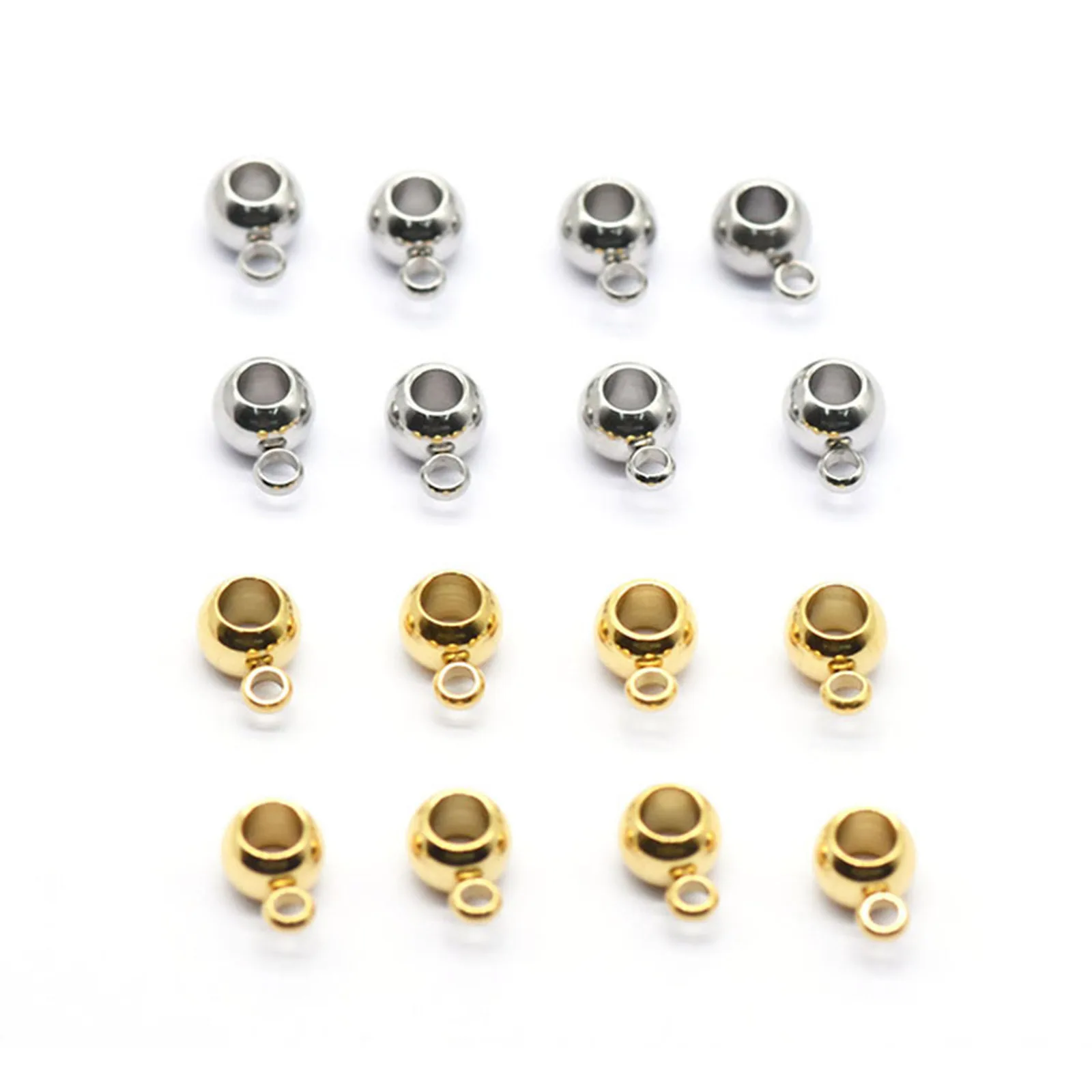 10PC/Lot 304 Stainless Steel Gold Color Connectors Bails Beads Fit Charm Bracelet Pendant For Jewelry Making Findings 5-8mm Dia.