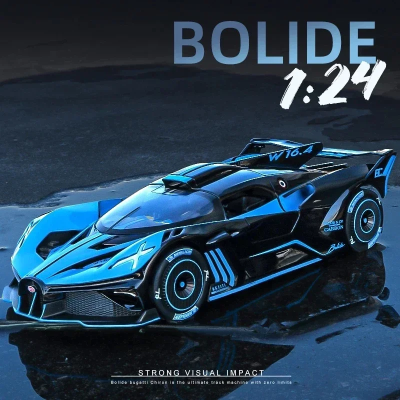 Maisto 1:24 Bugatti Bolide coche deportivo de aleación modelo fundido a presión vehículo de juguete sonido y luz coche de Metal colección de simulación juguetes para niños