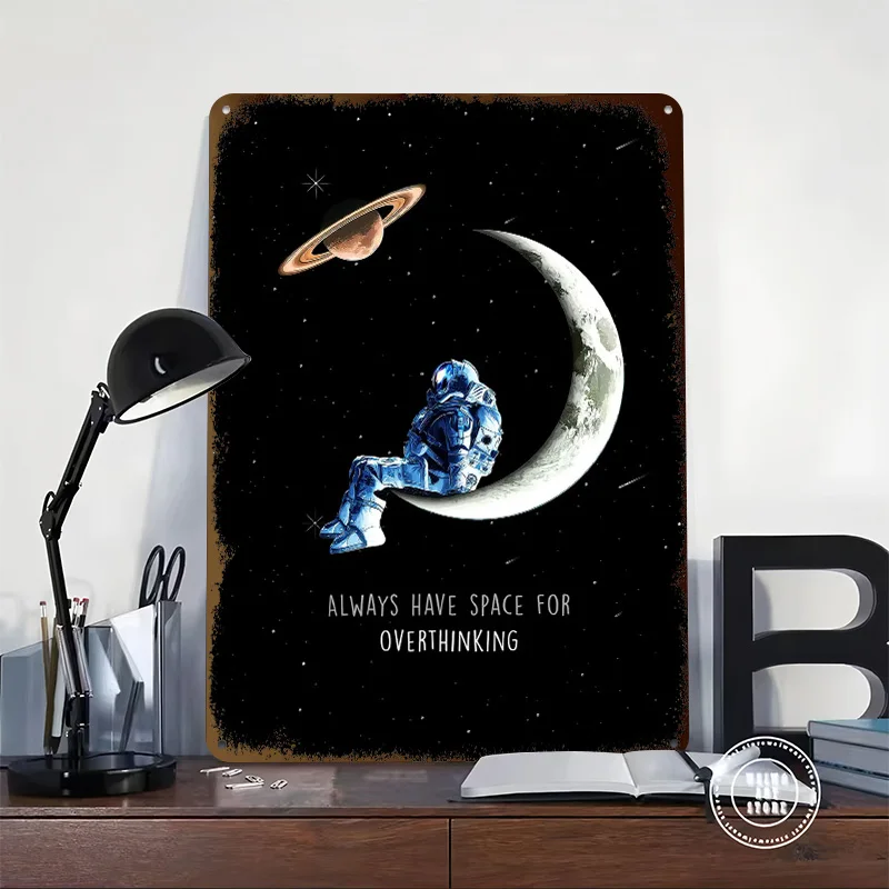 Space for Overthinking Tinplate Posters Customizable Wall Art Retro Vintage Metal Signs for Home Room Garage Decoration Gaming