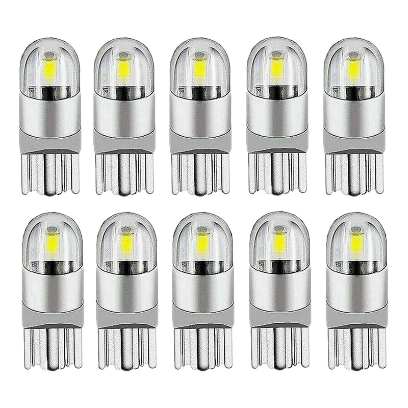 10ชิ้น6000K CANbus T10 168 194 W5W โคมสัญลักษณ์ด้านข้างหลอดไฟ LED สีขาว