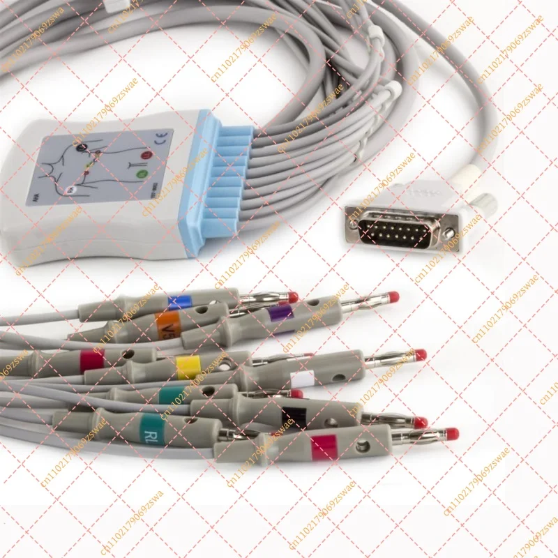 One-Piece Patient Cable for Philips PageWriter TC20/TC30, ECG Leadwire Compatible with M3702A/M3703A
