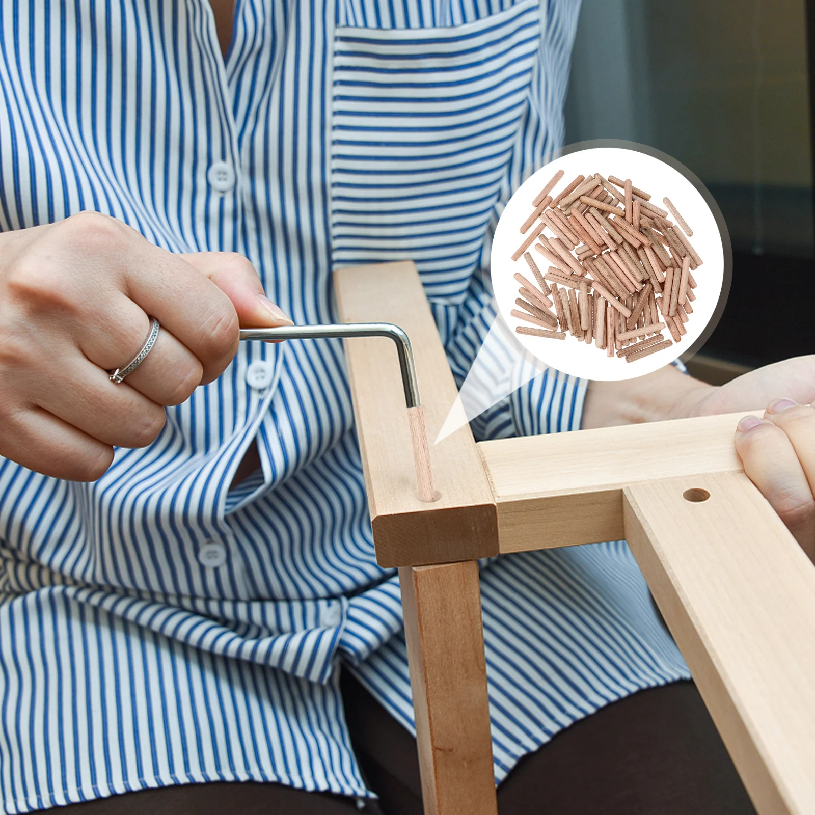 

300Pcs Wood Dowels Natural Hardwood Round Wooden Pins Chamfered Ends Durable Furniture Maintenance Connecting Pins