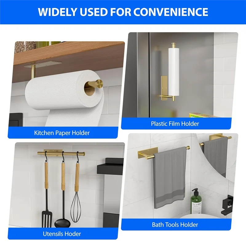 

ABFY-держатель для бумажных полотенец под шкафом, самоклеящийся, без сверления, нержавеющая сталь, настенный для кухни, дома, автофургона