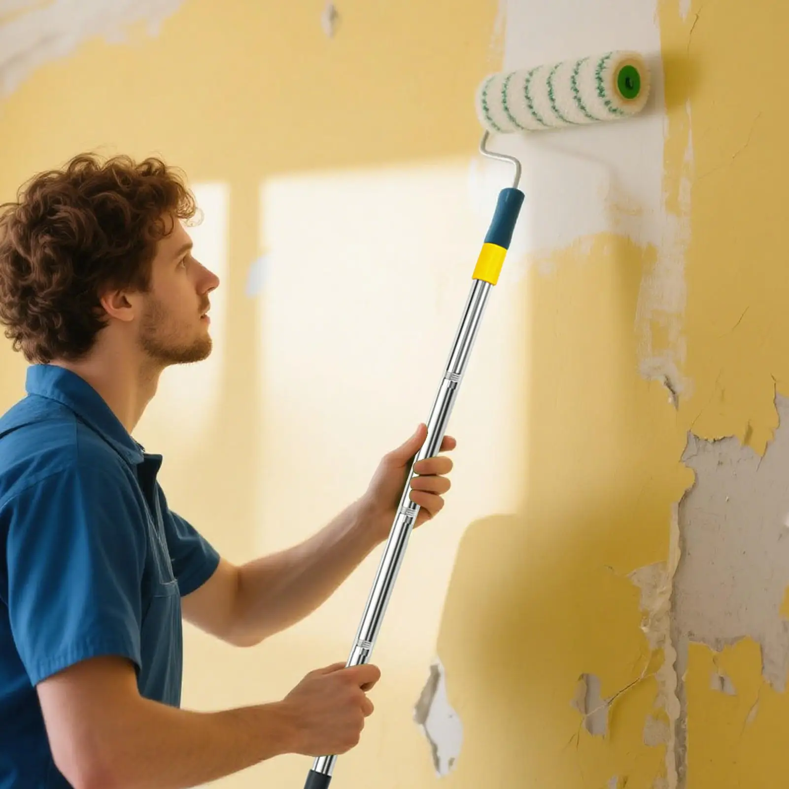 Telescoping Pole Telescopic Extendable Paint Roller Handle Anti-Slip Stainless Steel Rod With High Load Capacity For Painting