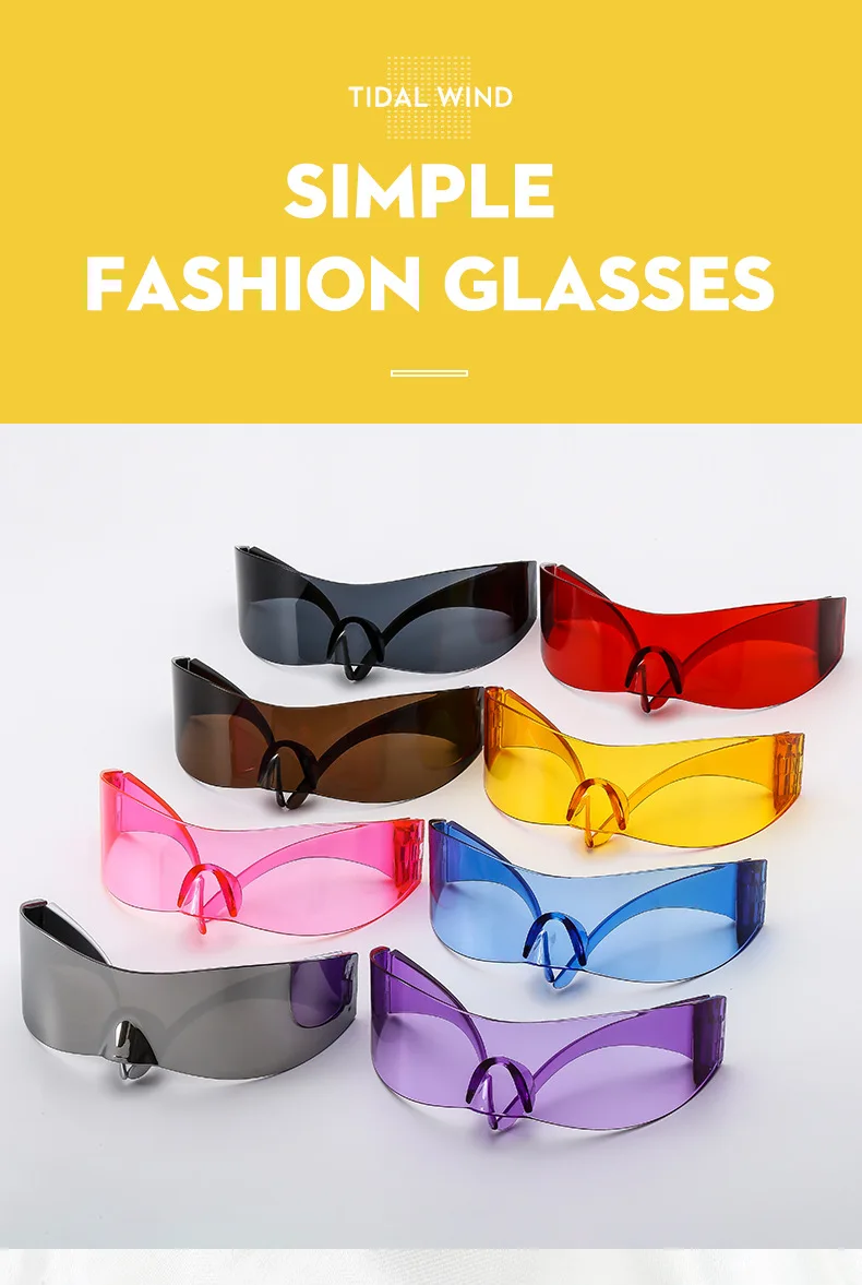 Einteilige randlose Punk-Sonnenbrille für Damen und Herren 2026 – Luxus-Sport-Y2K-Sonnenbrille für Herren, Wrap-Around-Schutzbrille, UV400 – Detail 3