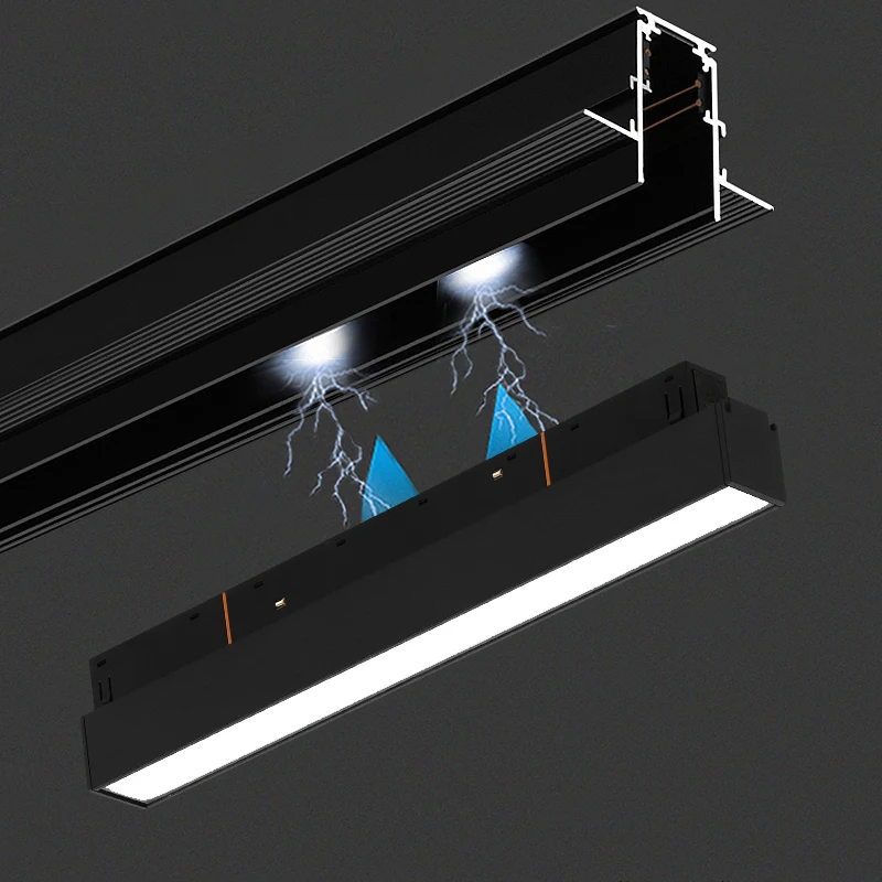 PNY High Quality LED Magnetic Track Light 48V Dimmable Tuya Zigbee 0-10V DALI 12W 24W 36W Smart Magnetic Rail Floodlight