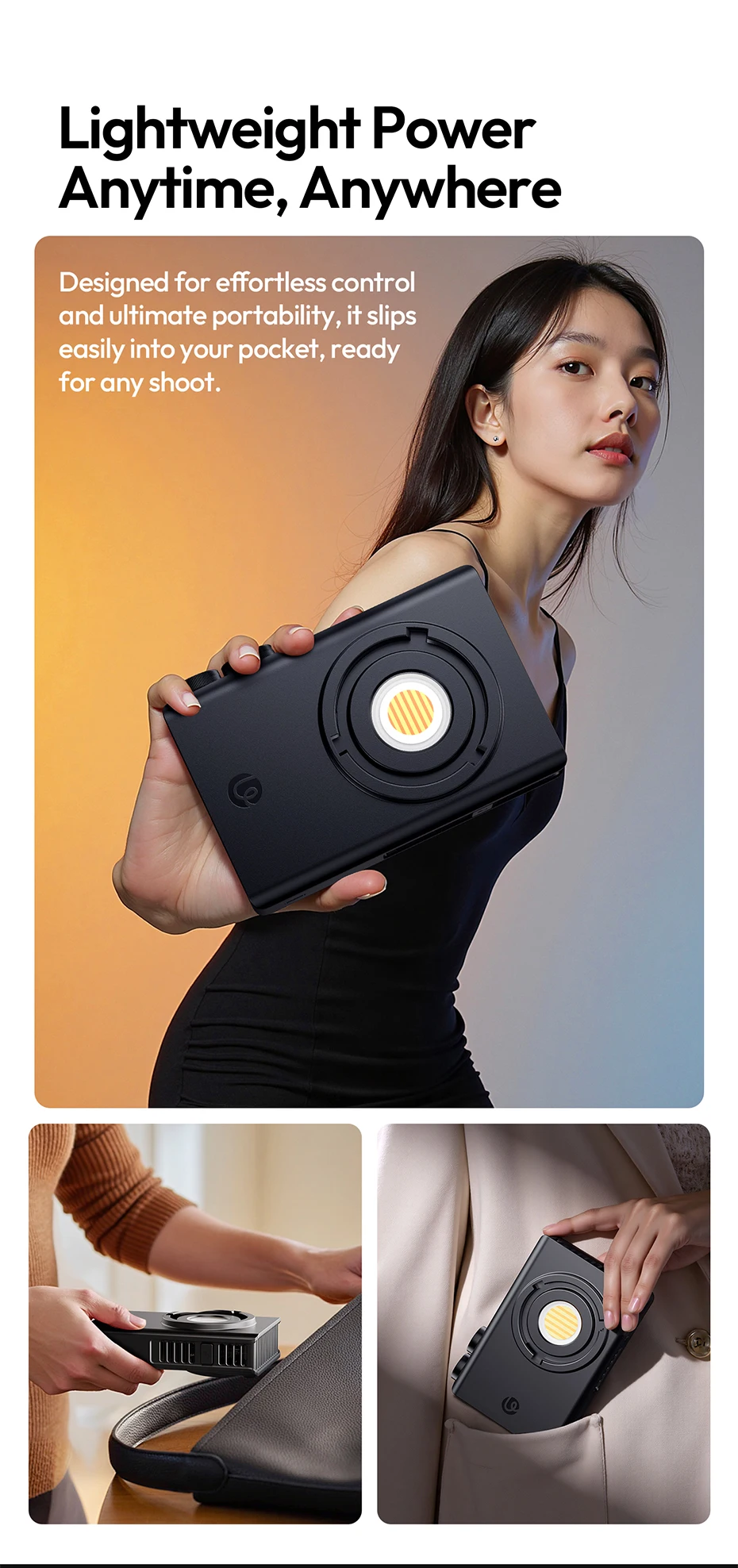 Ulanzi C01 100 W tragbare COB-Leuchte, 2700 K–6500 K, zweifarbig, leicht, für Kamera, Fotografie, Smartphone, Vlog, Livestreaming – Detail 5