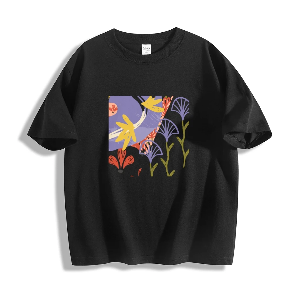 Ropa de calle con gráfico artístico, camisetas, vestido de camiseta de tendencia para mujer, comodidad informal, algodón, estilo gráfico Retro de gran tamaño, verano