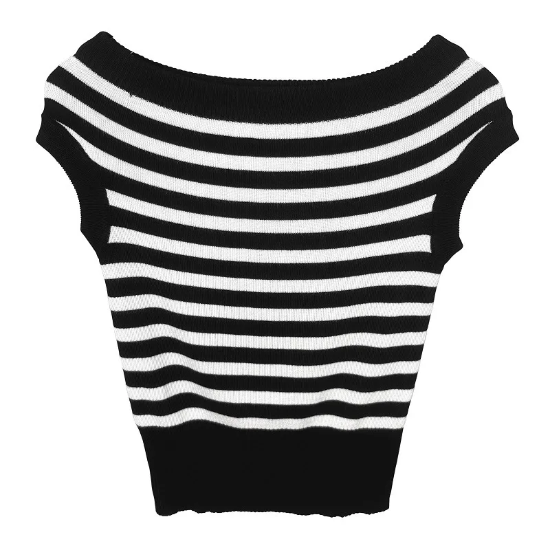 Korean OL tops Slim Sexy Hot Girl Striped Design Versatile Knitted Top T-Shirt Women's Fashion Women Tshirt Tees Fashion RPG8