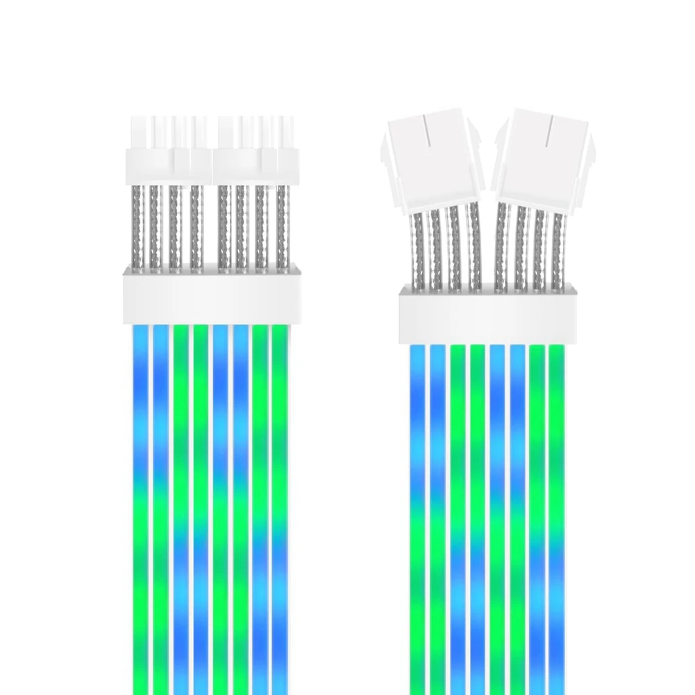 Kable zasilacza ARGB 2x8Pin PCIE ARGB Kable zasilacza Miękki silikon zginany do komputera do gier