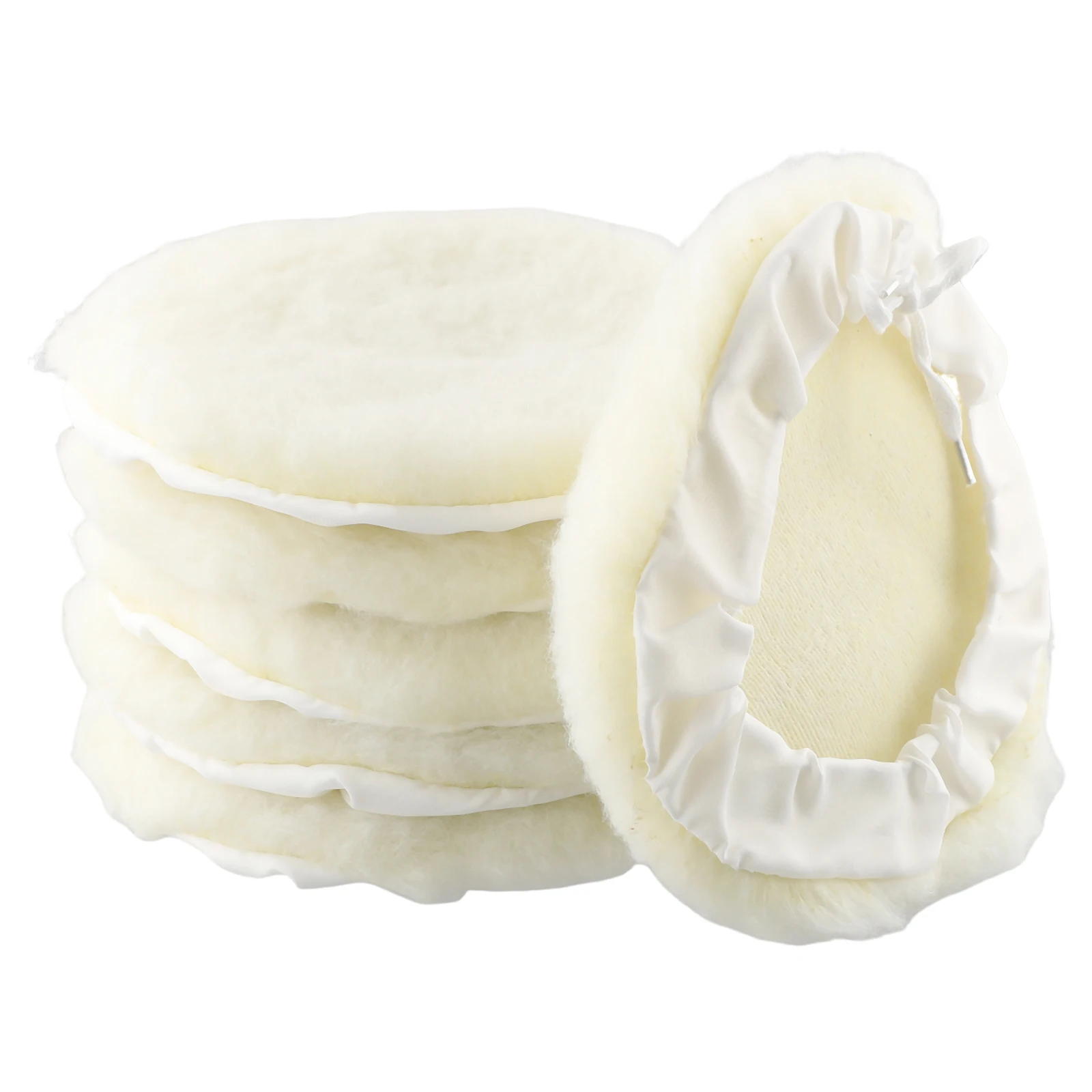 1pc White Wool Polishing Pad for Car Buffer Machine 150mm 180mm Lambs Wool Bonnet for Paint Defects and Sand Scratch Removal