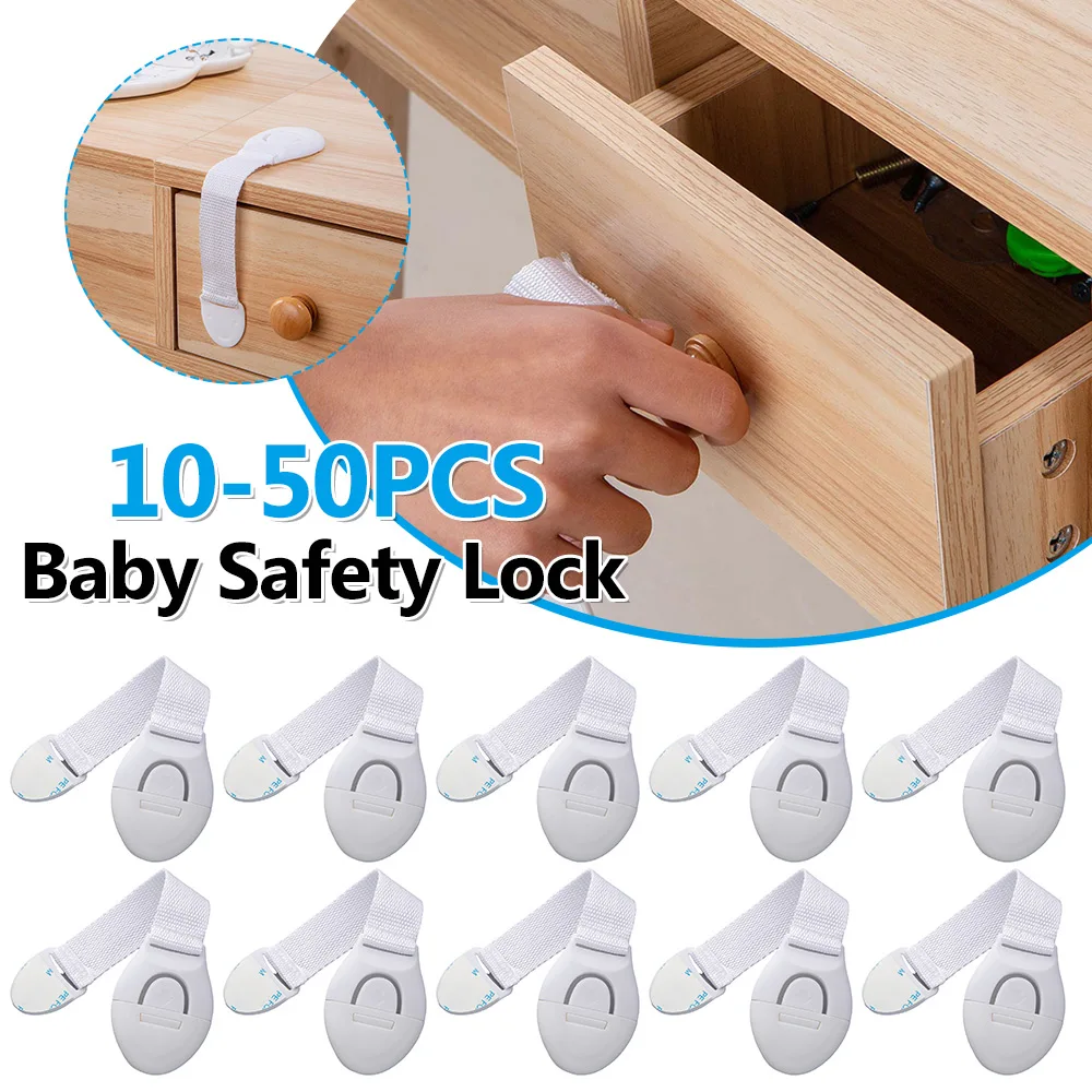 

10-50PCS Baby Safety Lock No Drilling Child Safety Strap Locks Versatile Kids Proof for Cupboards Door Window Refrigerator