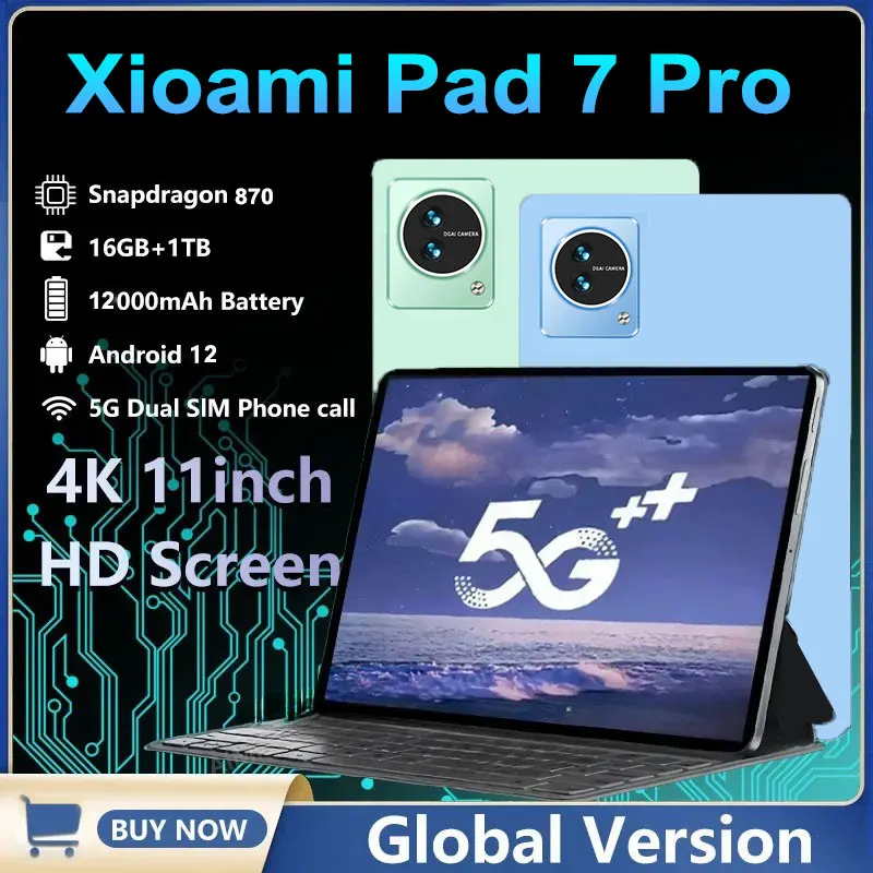 Xioami Pad 7 pro Global Version Android 12 Snapdragon 870 Mini PC 12000mAh 16GB 1TB Dual SIM WiFi GPS Tablet