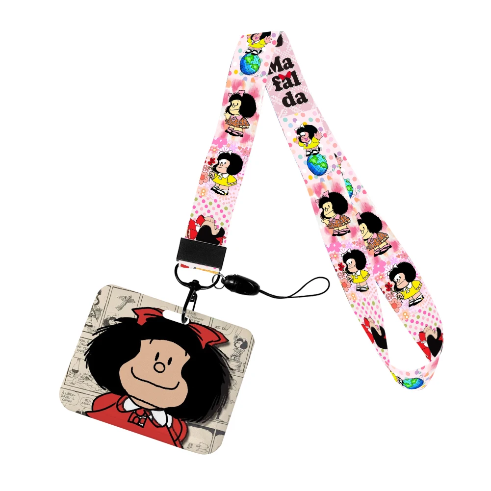 Cartoon schattig meisje horizontale ID creditcard cover bus kaarthouder charme badge houder gepersonaliseerde cadeau lanyards