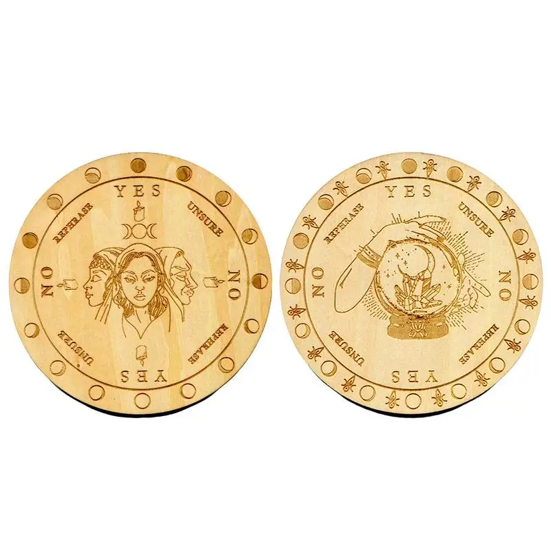 Pêndulo de madeira placa dowsing adivinhação pêndulo bruxaria altar suprimentos de madeira pêndulo placa metafísica placa de mensagem kit