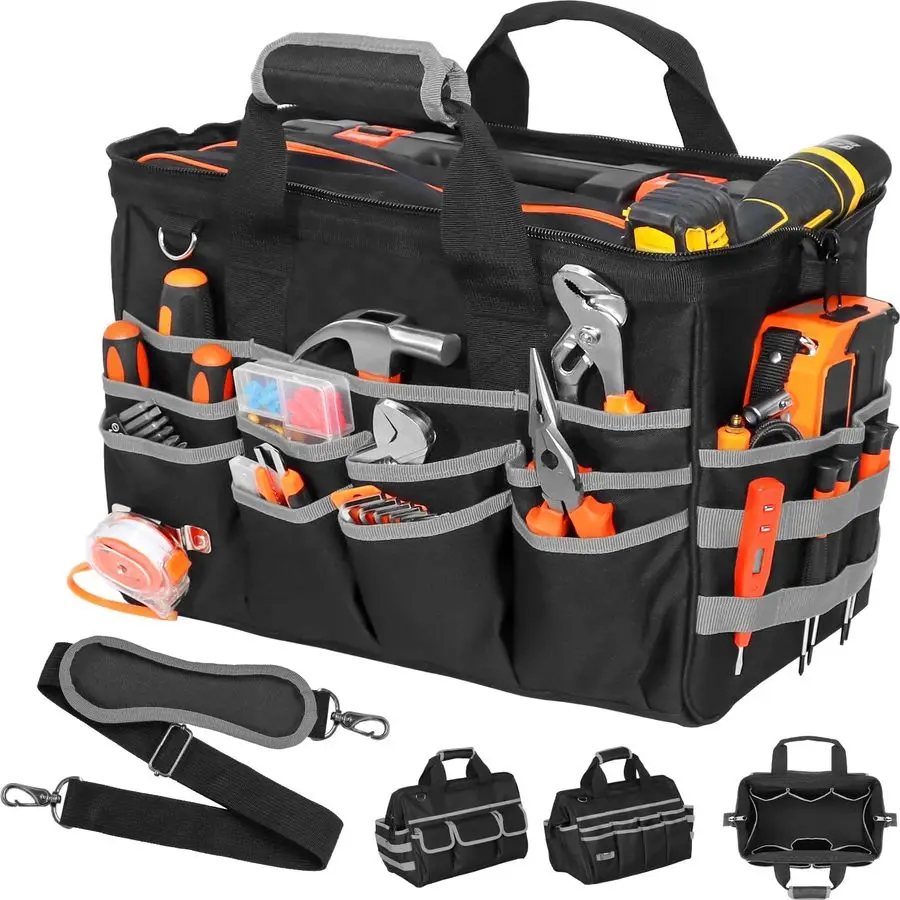 

Сумка для инструментов Duty, 17-дюймовые мужские сумки для инструментов с несколькими карманами, водонепроницаемый ящик для инструментов, сумка для хранения с регулируемым плечом S
