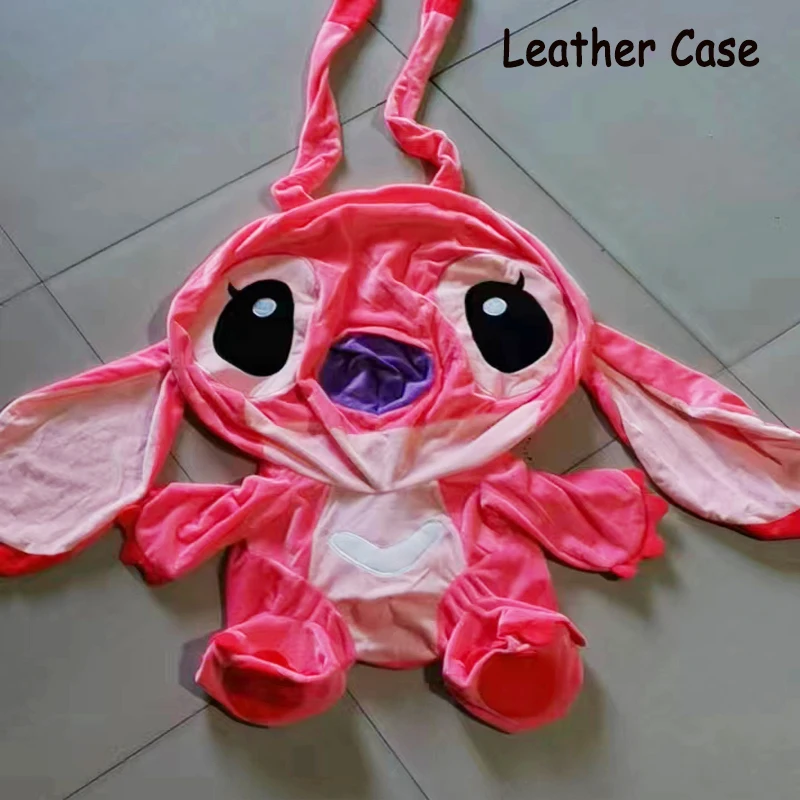 50/100cm Disney Purple Stitch Leather Case Blue Angel Holster Plush Toy Anime Plushie Stich Stuffed Semi-finished Plushie Toys