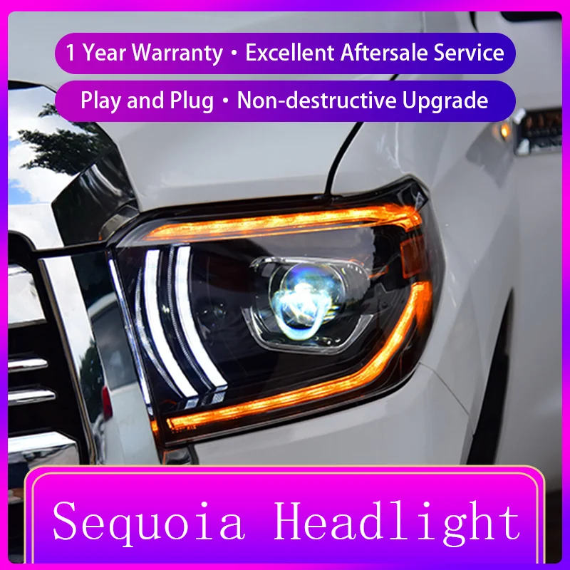 Headlights For Tundra Sequoia 2014-2018 Front Light DRL Head Lamp Turn Signal Full LED Projector Lens Car Auto Accessories