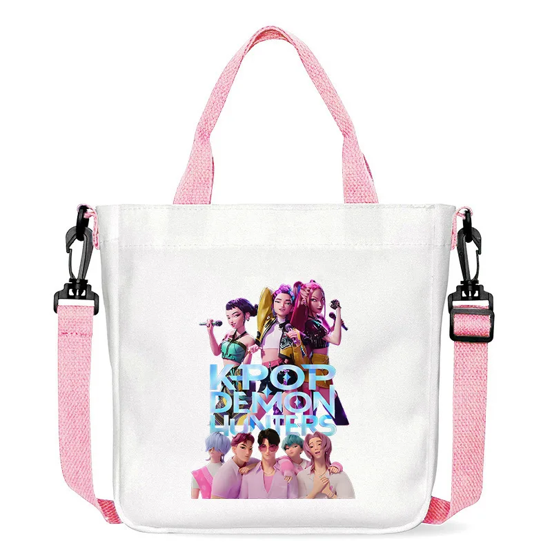 نقل لطيف K-Pop شيطان الصيادين حقيبة قماش قنب موضة مطبوعة حقيبة يد الكرتون أنيمي التنقل المحمولة كتاب تخزين أكياس جيب الهدايا #3