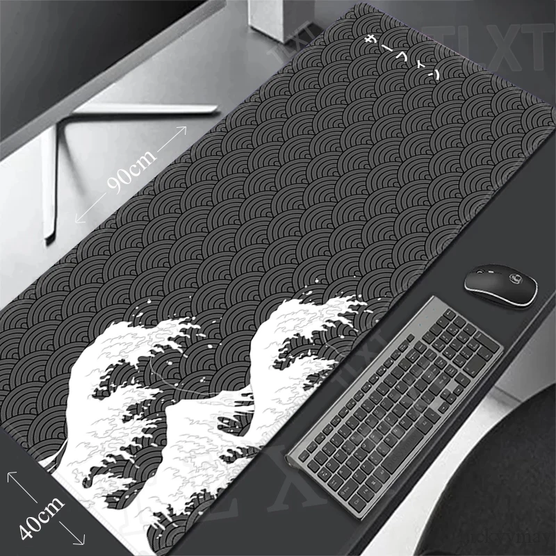 Japan Great Wave Large Black Mousepad Gamer Mousepads Keyboard Mat Office Desk Mats Xxl Pc HD Desk Mats Company Mouse Pad