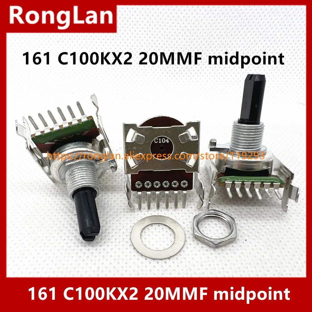 [SA]South Korean original 161 horizontal double potentiometer C100KX2 C100K handle 20FMM [ with midpoint ] 6PIN--10PCS/LOT