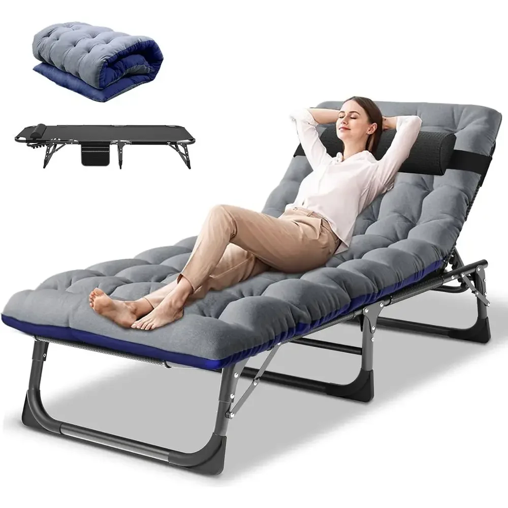 Silla Reclinable Ajustable de 5 Posiciones con Colchón, Ideal para Tomar el Sol, Acampar, Junto a la Piscina, Playa y Patio