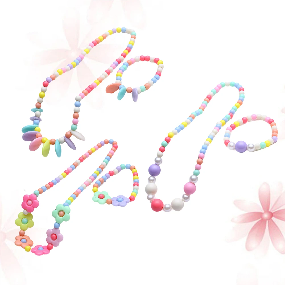 3 セット子供用ジュエリーキッズ Ecklace アクリル混合色ビーズネックレス女の子